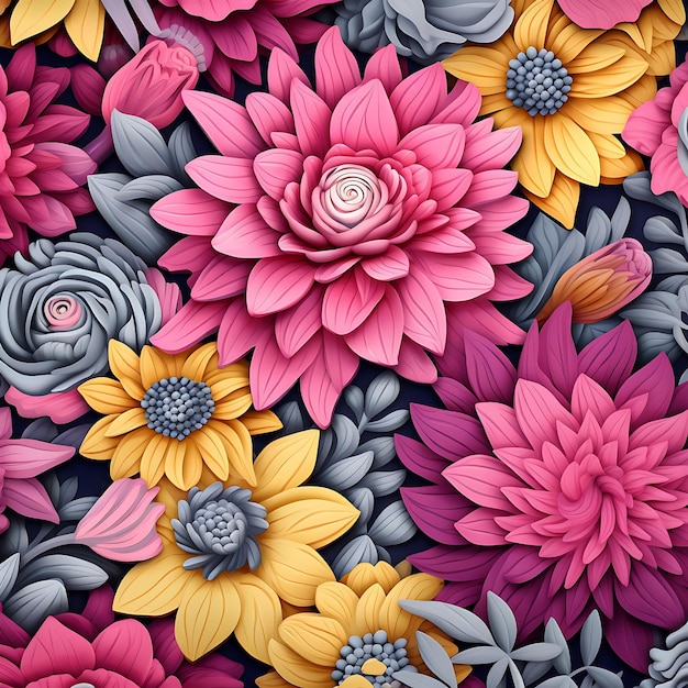 3D Boho Blumen Hintergrund Digitales Papier