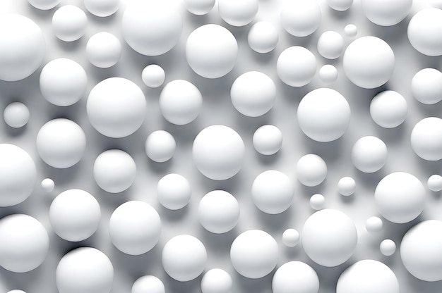 3D bolas brancas papel de parede de fundo 3D papel de paradeiro bolas brancos em um fundo branco IA gerativa