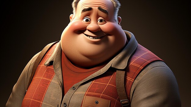 Foto 3d bonito feliz homem gordo personagem generativo ai