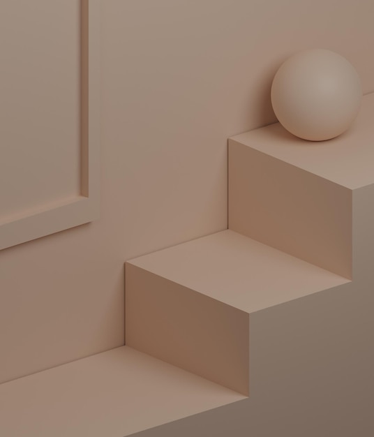 3d braunes Treppenpodium.