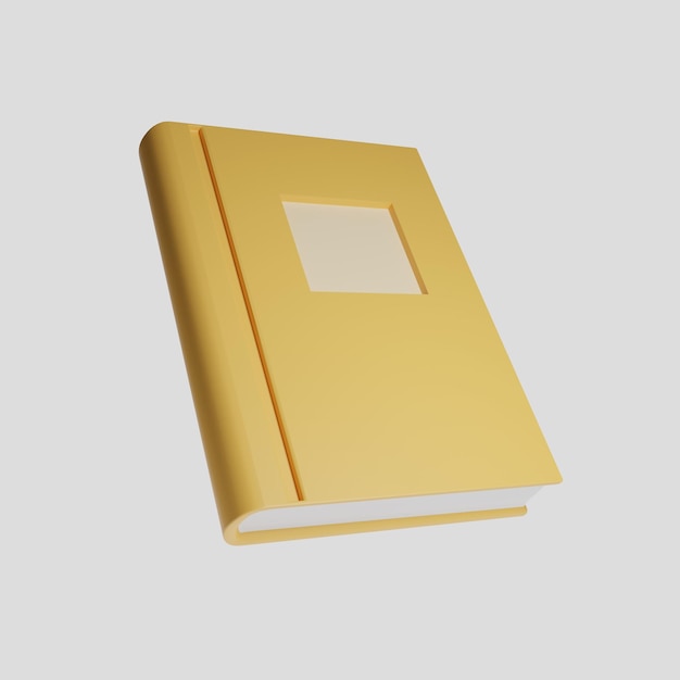3D-Buchillustration Orange Buch auf weißem Hintergrund