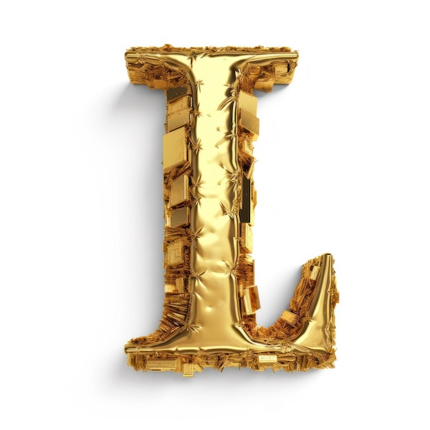 3D-Buchstaben-Logo, Alphabet-Logo, ein Logo, Buchstabe grün, gold, weißer Hintergrund, isoliertes JPG