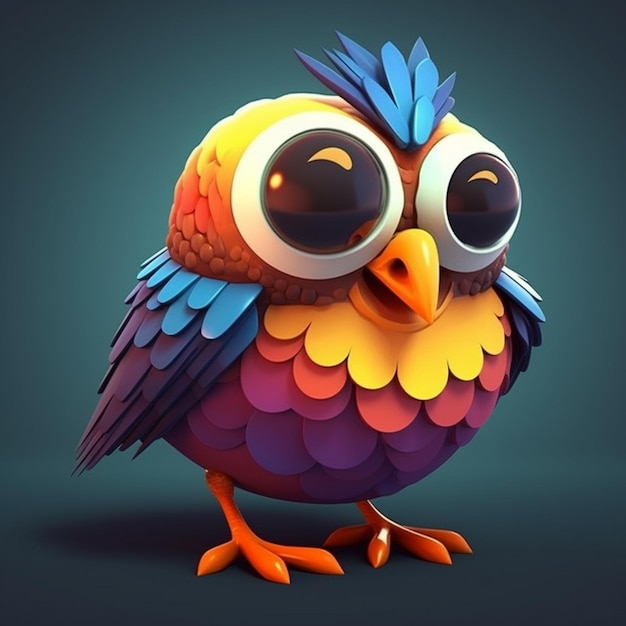 3D bunter Cartoon-Vogel