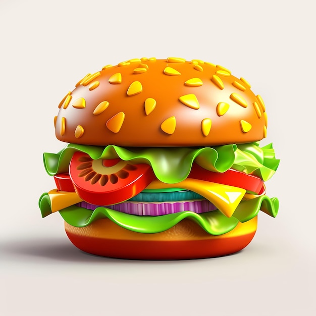 3D-Burger auf einfachem Hintergrund Generative KI