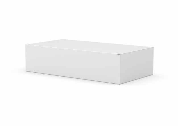 3d caixa de cartão retangular branca vazia Mock Up Design Isolado em fundo branco Ilustração 3D
