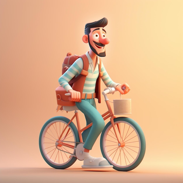 3d caricatura humana con bicicleta