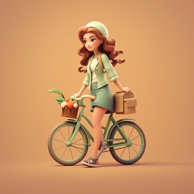 3d caricatura humana con bicicleta