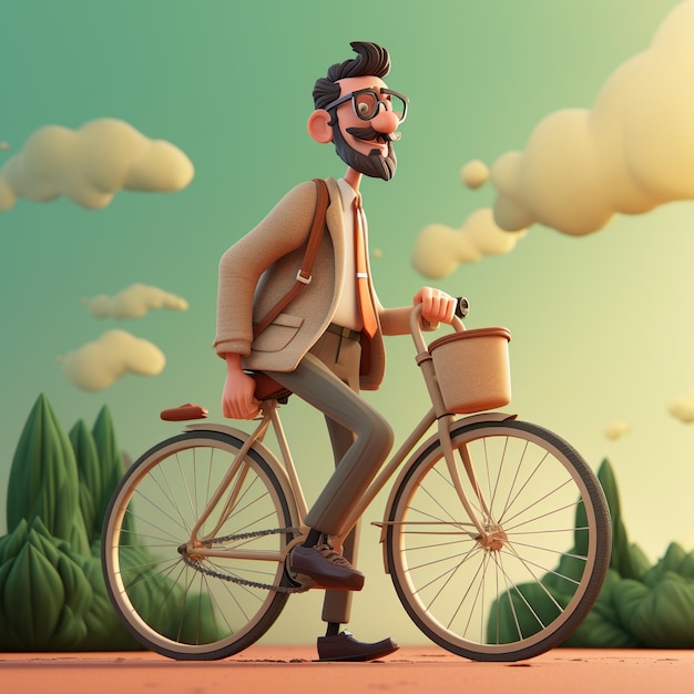 3d caricatura humana con bicicleta