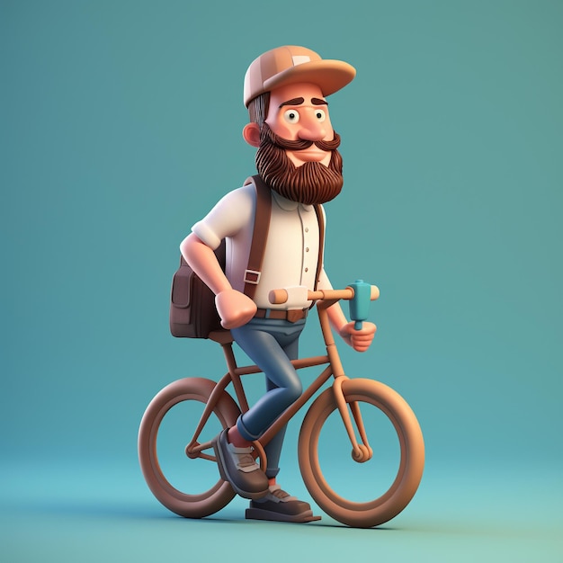 3d caricatura humana con bicicleta