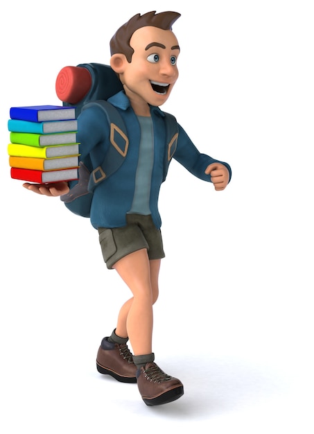 3D Cartoon Backpacker Mann Charakter