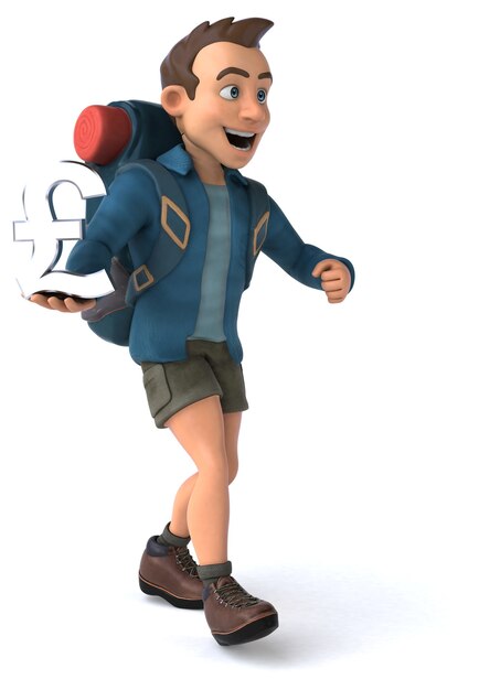 3D Cartoon Backpacker Mann Charakter