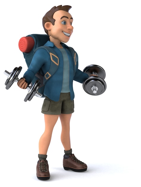 3D Cartoon Backpacker Mann Charakter