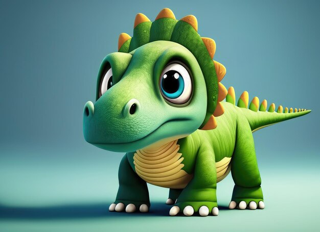 3D cartoon bonito personagem de dinossauros AI gerado