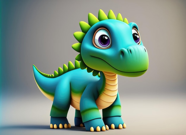 3D cartoon bonito personagem de dinossauros AI gerado