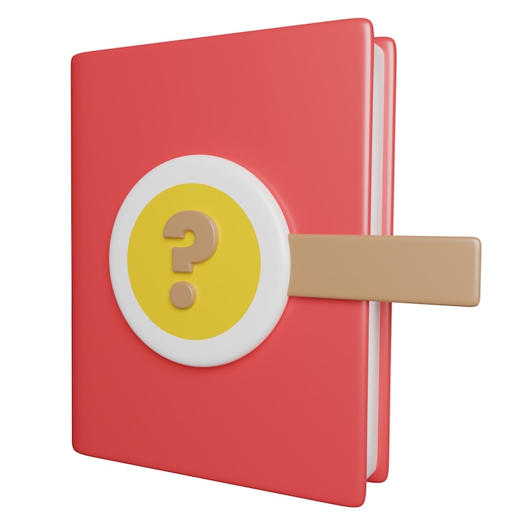Foto a 3d cartoon book with a question mark