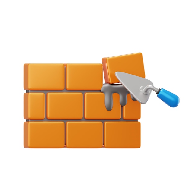 3D Cartoon Brick Wall Construction
