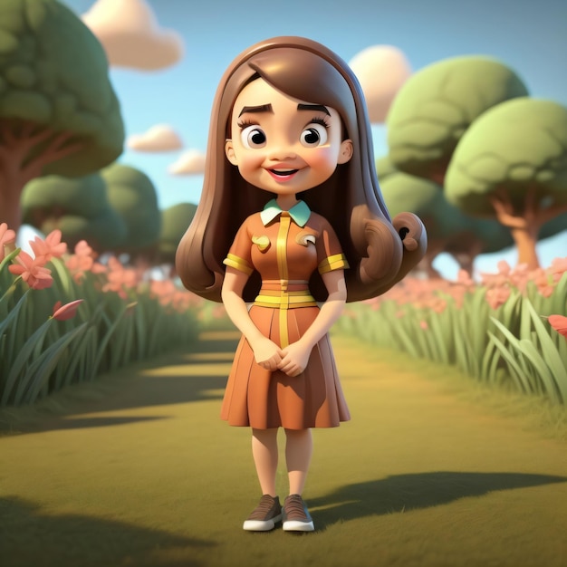 3D-Cartoon-Charakterfrauen für Animation