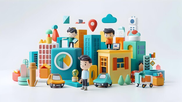 3D Cartoon Chibi Consultor de Negócios Estratégias de Pivotação para Empreendedores Identificarem Oportunidades de Mercado