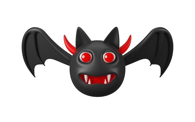 3d cartoon emoji morcego de personagem de halloween para elemento de design gráfico ilustração de renderização 3d