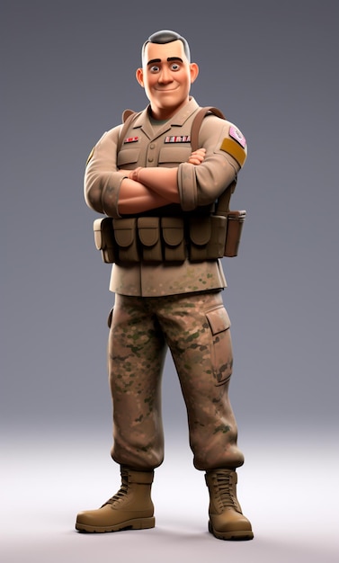 3D-Cartoon-Figur eines Soldaten