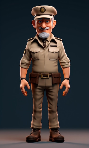 3D-Cartoon-Figur eines Soldaten