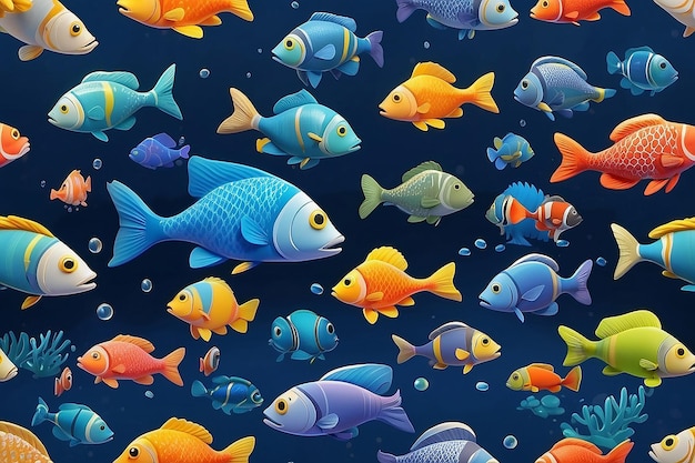 Foto 3d-cartoon-fische unter wasser