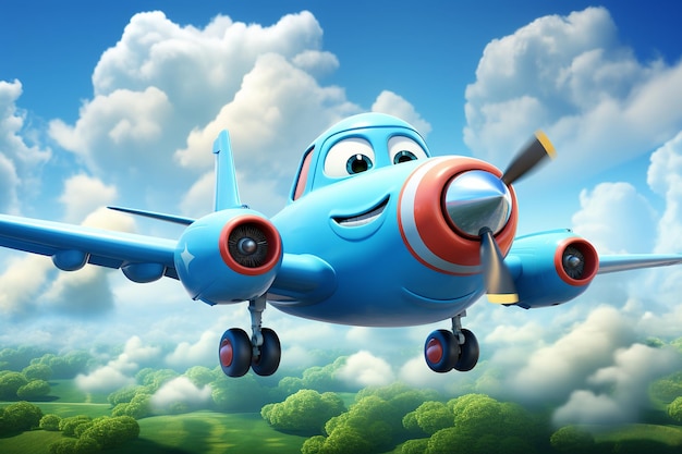 3D-Cartoon-Flugzeug39s urkomische Reise
