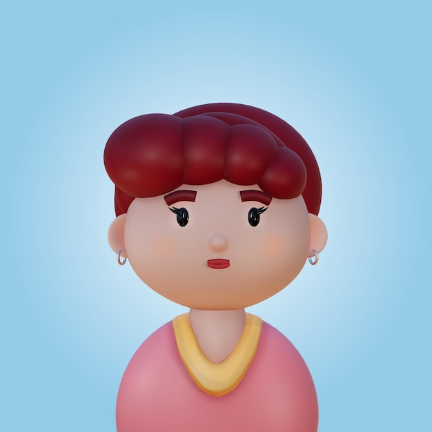 3D Cartoon Frau Mädchen Avatar