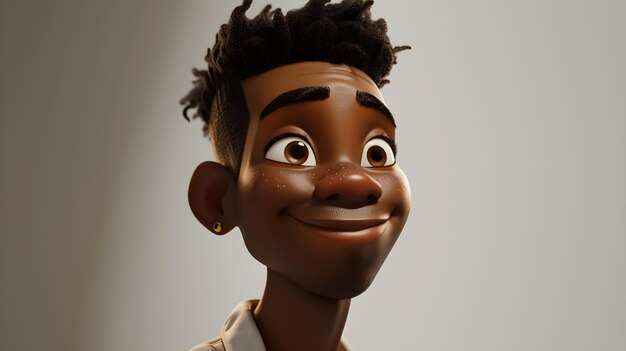 3D-Cartoon-Illustration eines schwarzen männlichen Charakters
