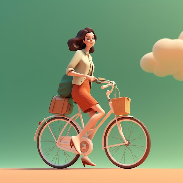 3D-Cartoon-Mensch mit Fahrrad