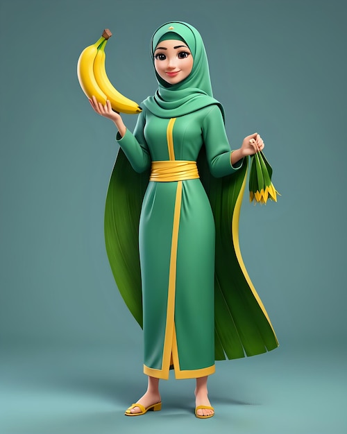 3D-Cartoon muslimische Frau