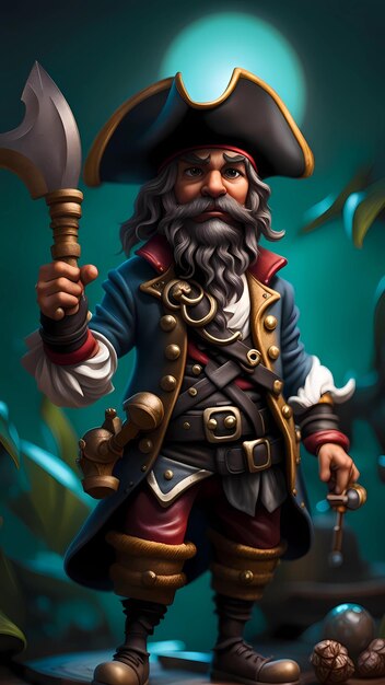 3D-Cartoon-Piratenfigur-Illustration