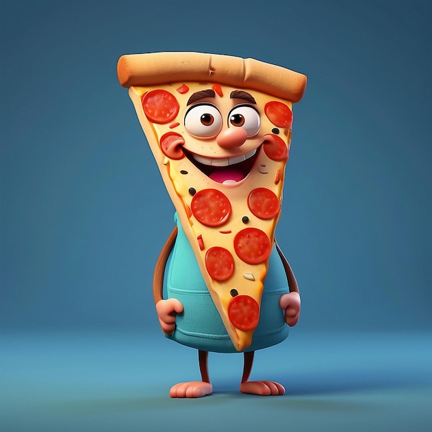 3D-Cartoon-Pizza-Figur