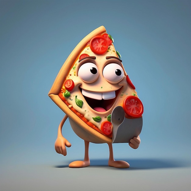 3D-Cartoon-Pizza-Figur