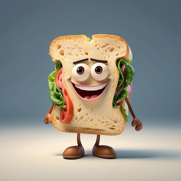 3D-Cartoon-Sandwich-Figur