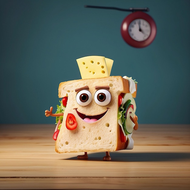 3D-Cartoon-Sandwich-Figur