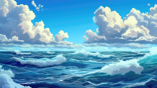 Foto 3d cartoon sea background para crianças e animação por generative ai