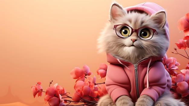 3D-Cartoon-Senior-Frau-Katze