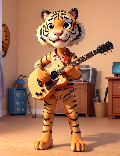 Foto 3d-cartoon-stilfigur des tigers, erstellt mit generativer ki