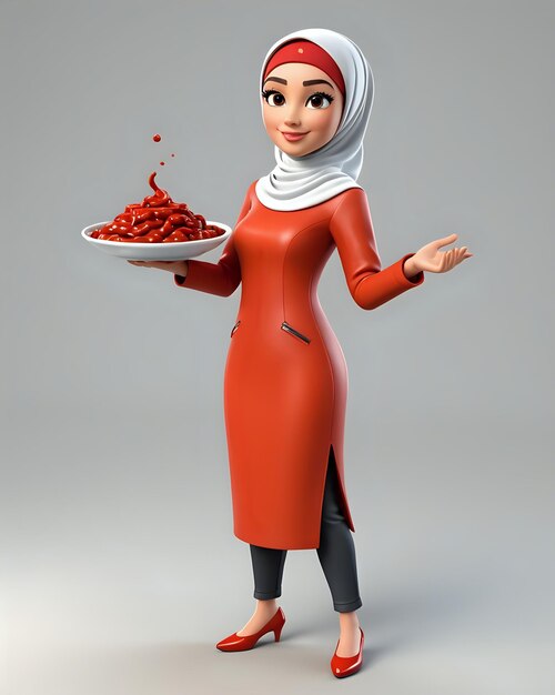 3D-Cartoon süße und schöne muslimische Frauen