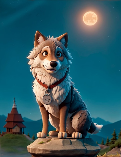 3D-Cartoon-Wolf-Figuren