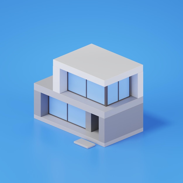 3D de una casa moderna, concepto inmobiliario.
