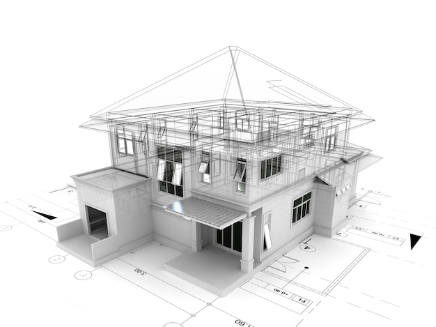 3d de la casa en el plan