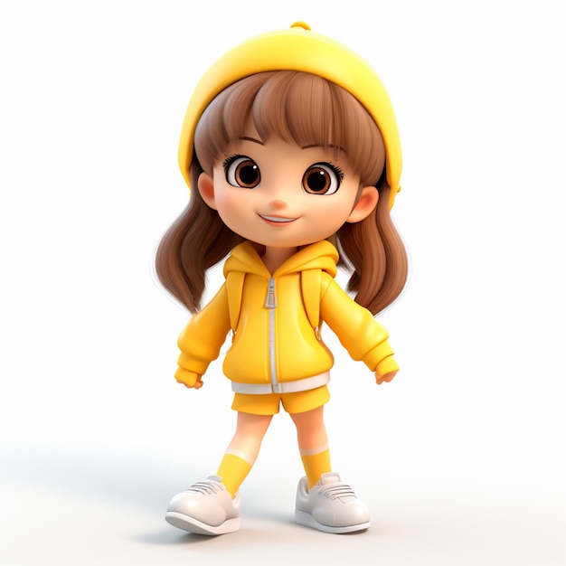 3D-Charakter eines schönen Mädchens für die gelbe Septemberkampagne