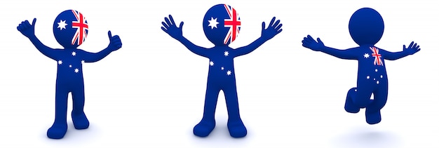3d Charakter mit Flagge von Australien texturiert