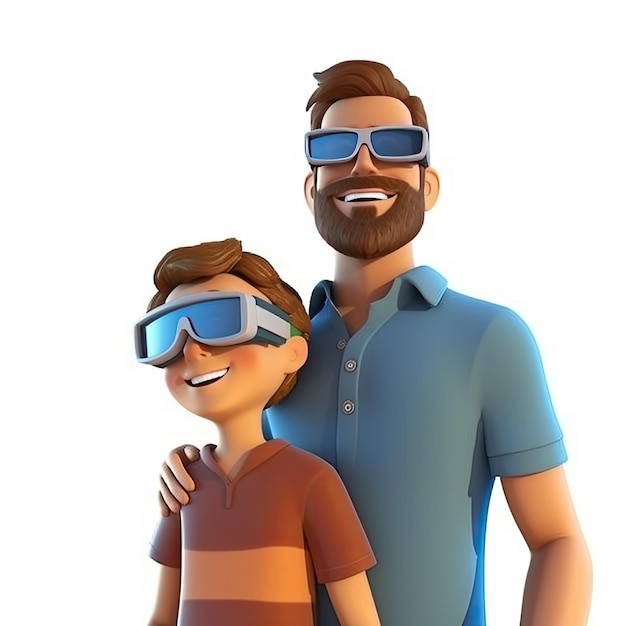 3D-Charakter Vater und Sohn realistisch