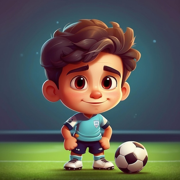 3D-Charakterdesign für niedliche Fußballspieler