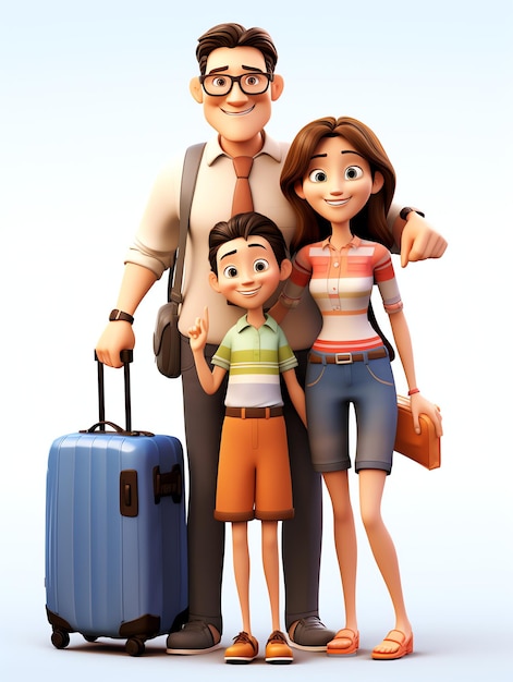 3D-Charakterporträts der Familie