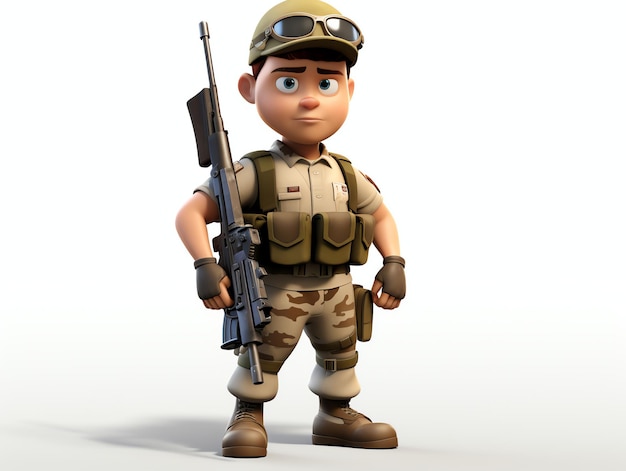 3D-Charakterporträts einer jungen Armee