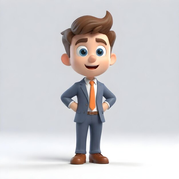 3D-Charme junger Geschäftsmann Charakter-Act Überraschung auf weißem Hintergrund
